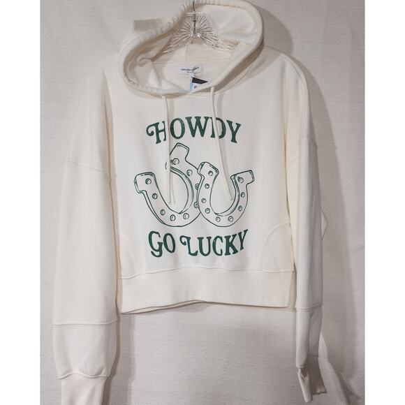 Howdy white Hoodie crop top women's Small Grayson/threads - Picture 1 of 8